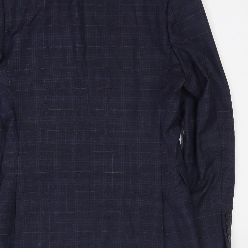 Woolrich Mens Blue Geometric Wool Jacket Suit Jacket Size 36