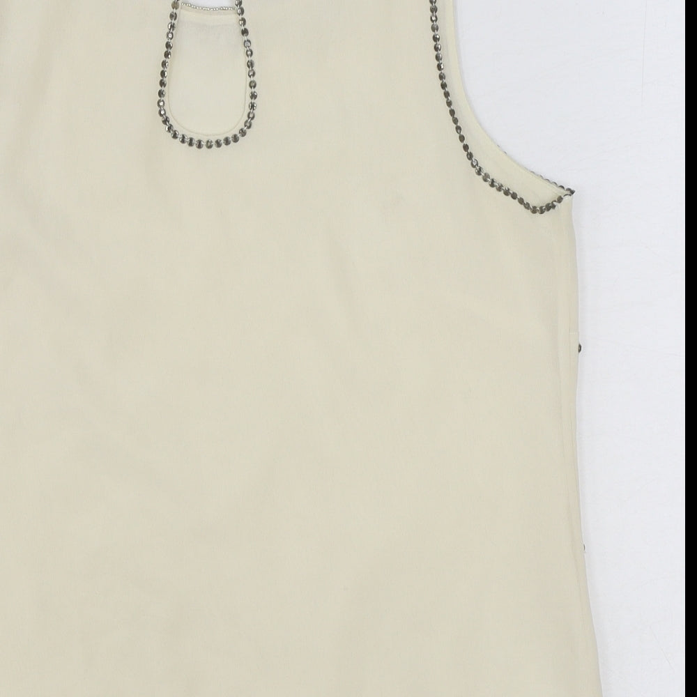 Savida Womens Ivory Polyester Basic Tank Size 12 Boat Neck