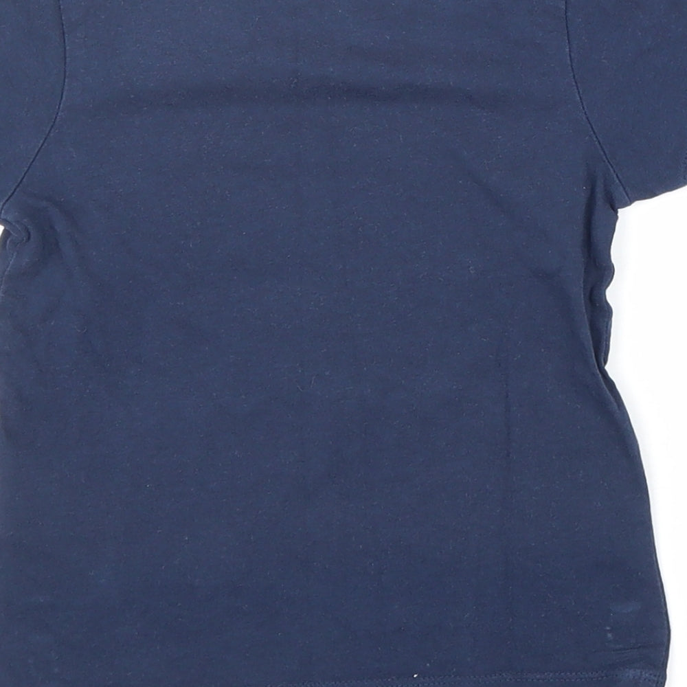 H&M Boys Black 100% Cotton Basic T-Shirt Size 12-18 Months Round Neck Button - Boat Print