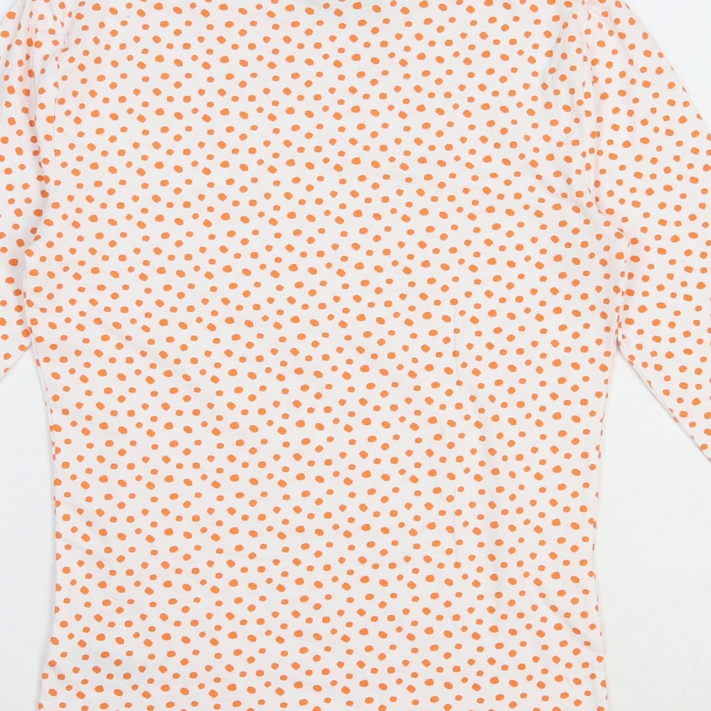 Marks & Spencer Womens White Animal Print Cotton Basic T-Shirt Size 6 Boat Neck