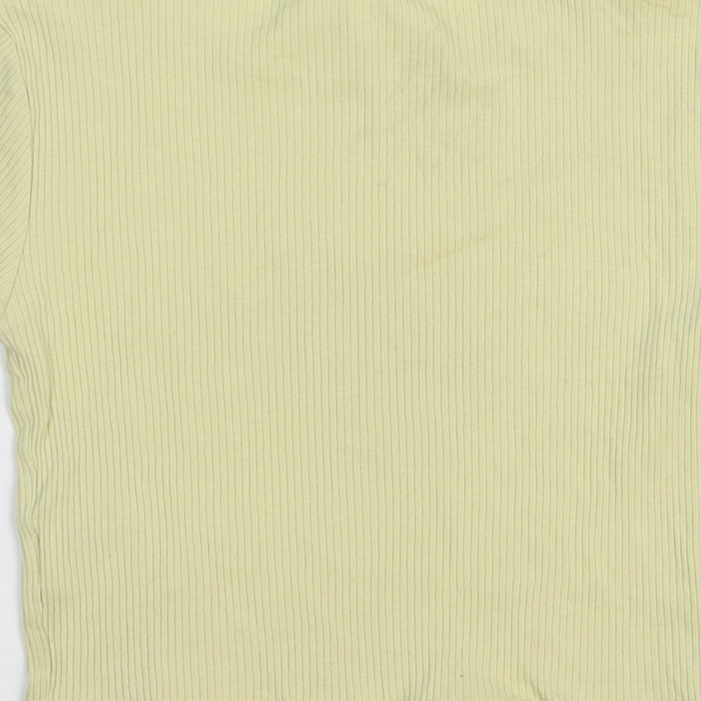 Divided Womens Yellow Cotton Basic T-Shirt Size 6 Crew Neck