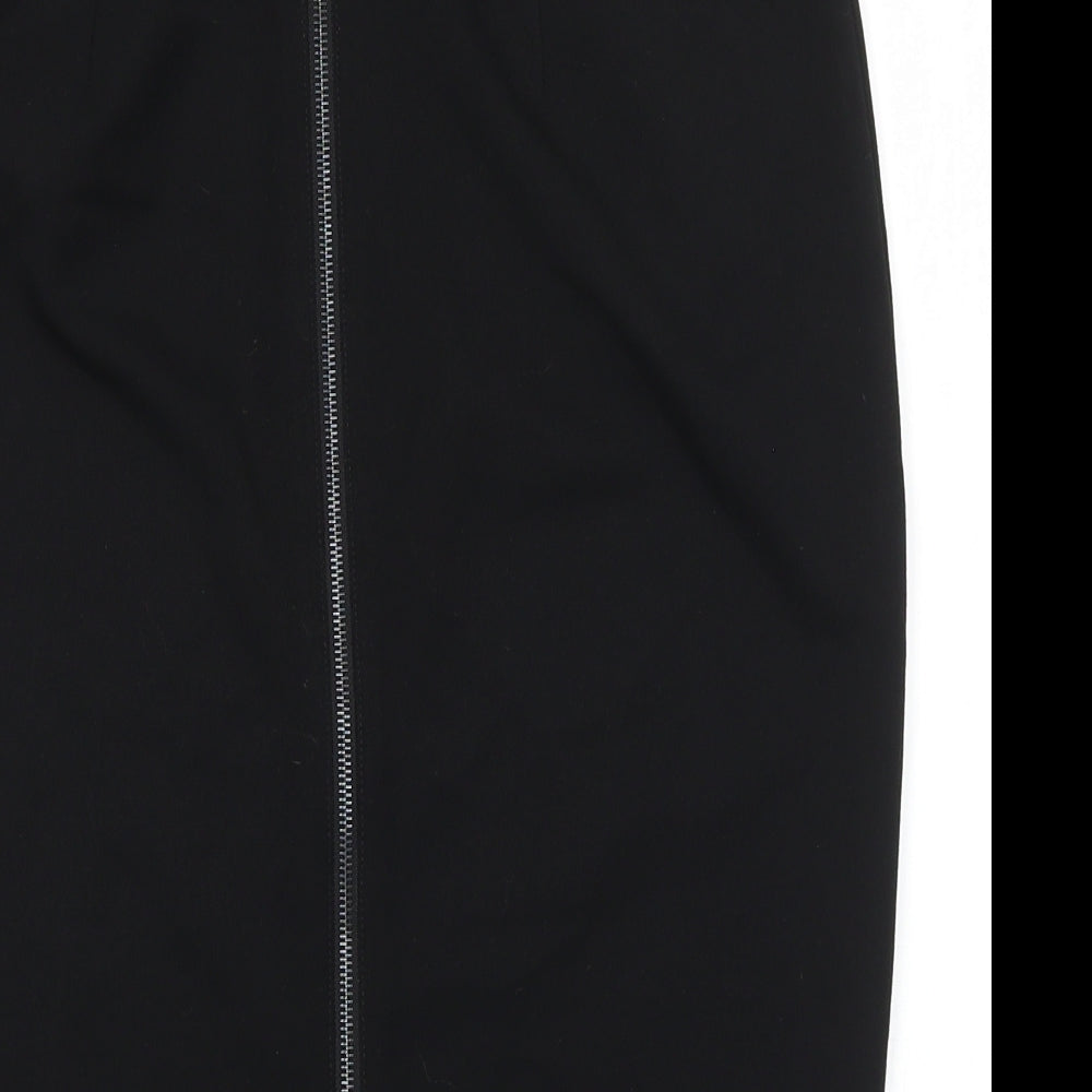 Marks & Spencer Womens Black Polyester Straight & Pencil Skirt Size 30 Zip