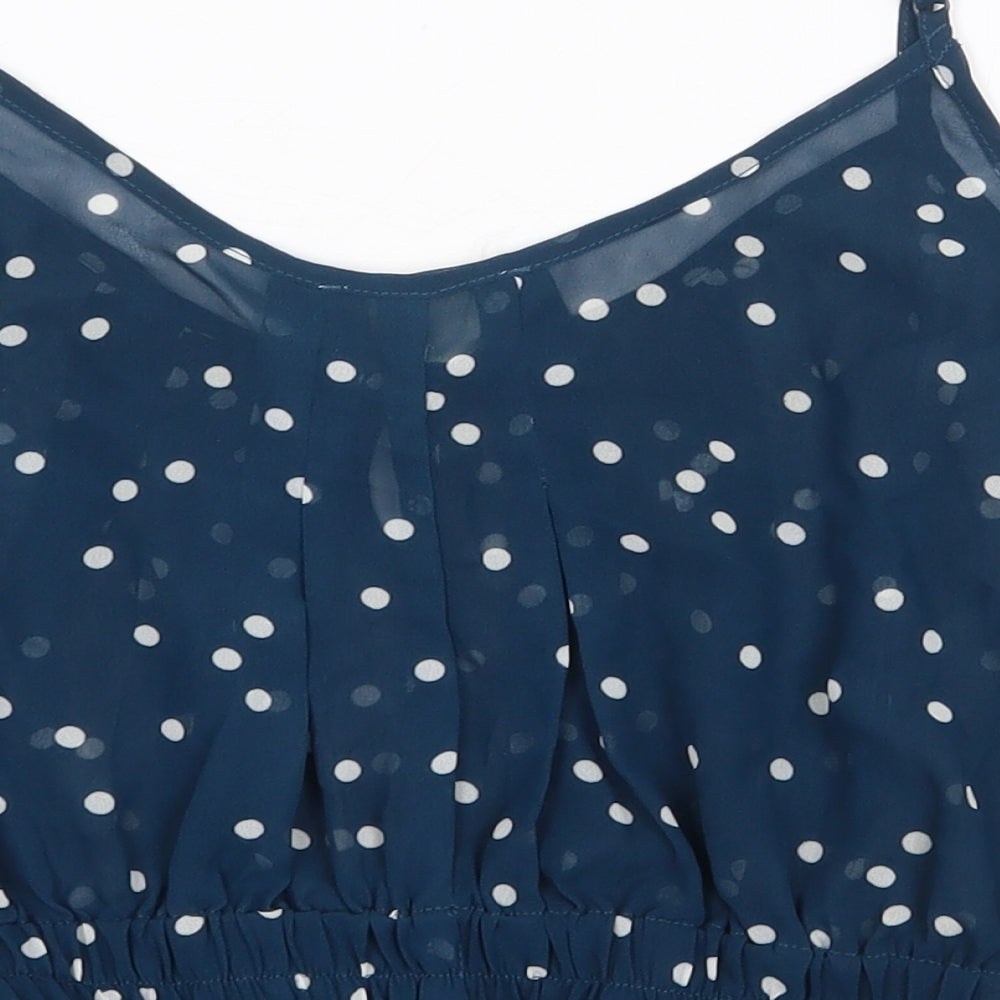 Pins & Needles Womens Blue Polka Dot Polyester Cropped Tank Size M Round Neck