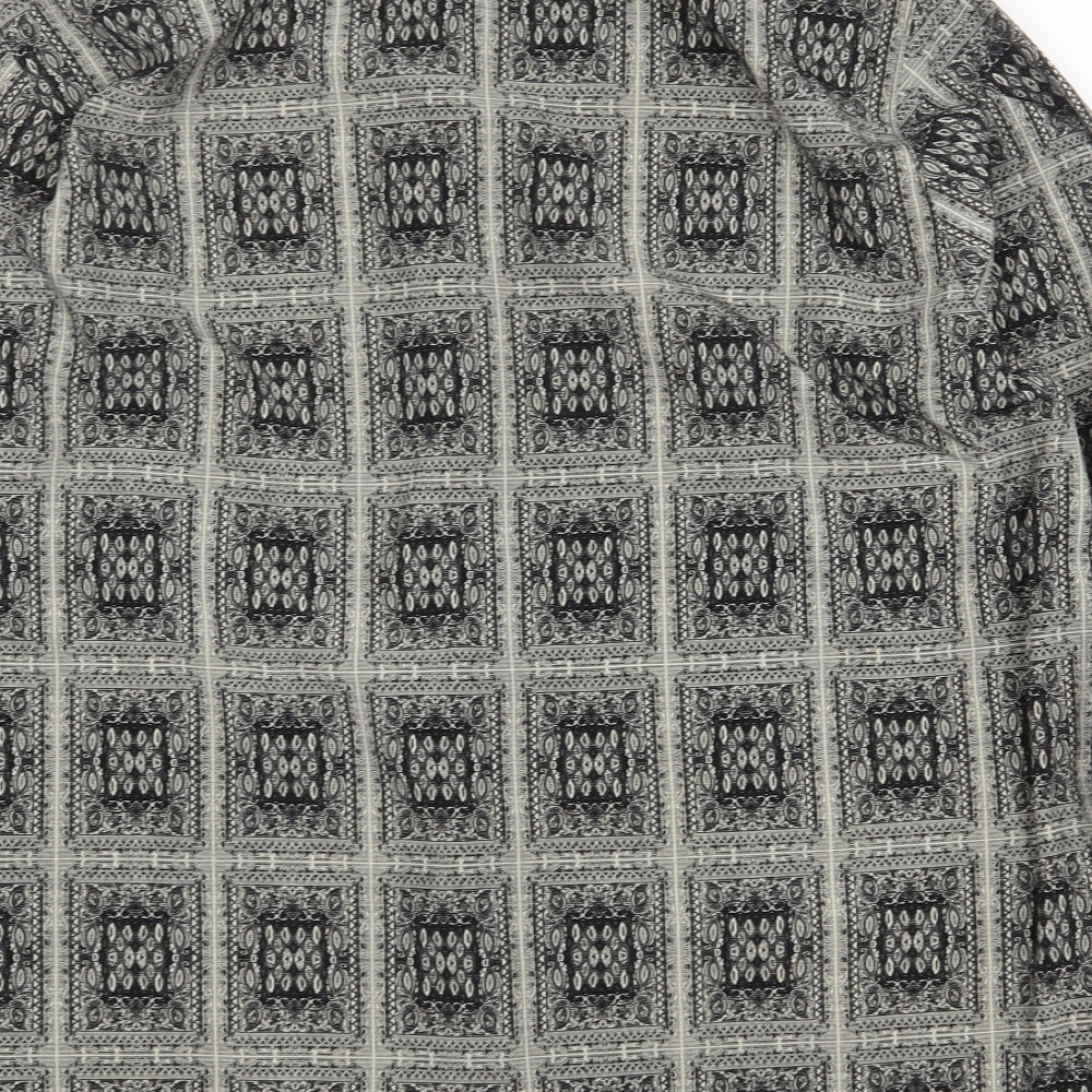 Preworn Womens Multicoloured Geometric Polyester Basic Button-Up Size M Round Neck