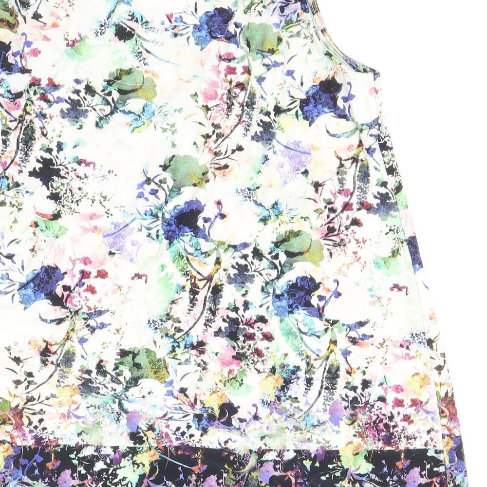 Warehouse Womens Multicoloured Geometric Polyester Basic Blouse Size 12 Scoop Neck