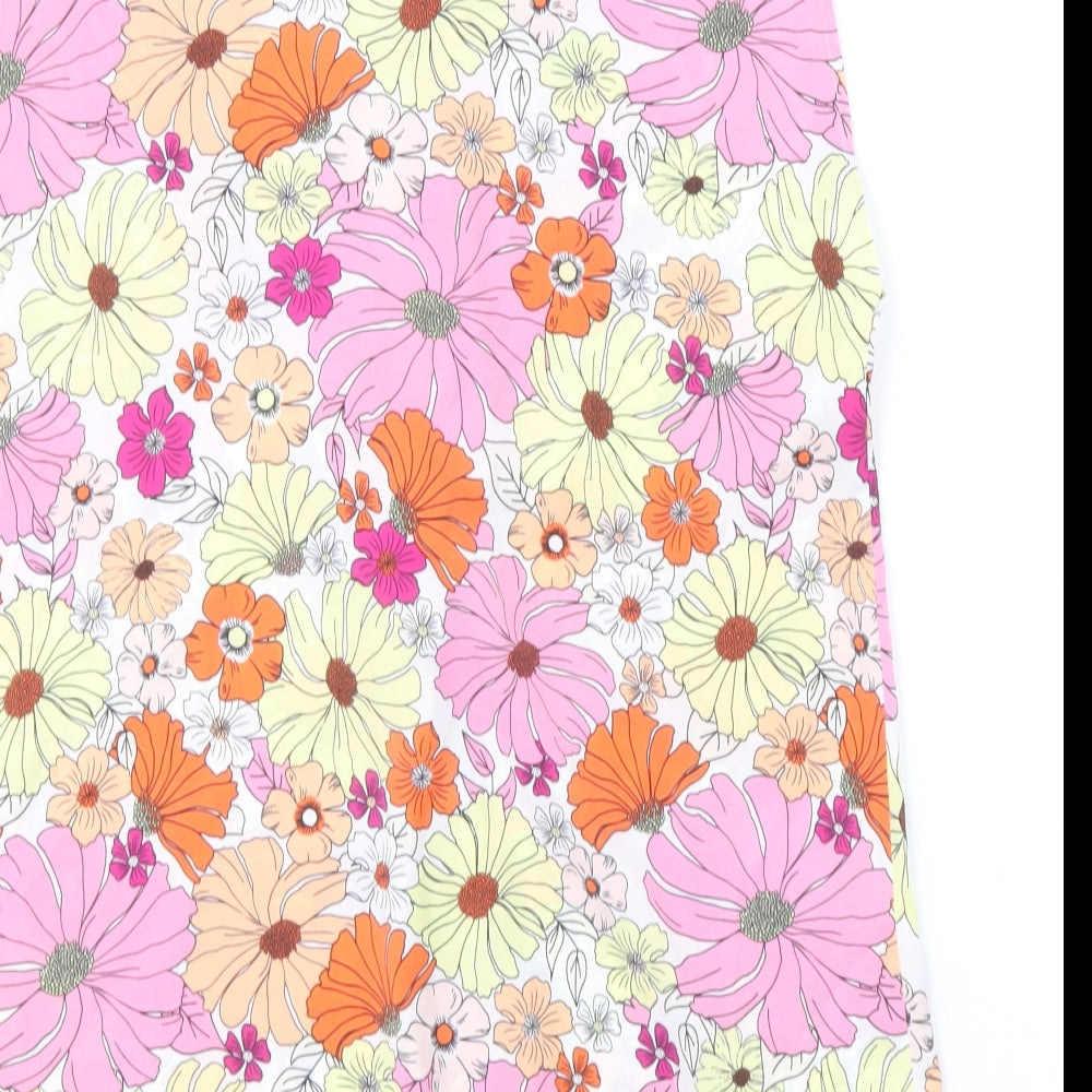 Marks & Spencer Womens Multicoloured Floral Polyester Basic Blouse Size 6 V-Neck