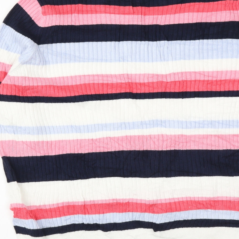 Marks & Spencer Womens Multicoloured Round Neck Striped Viscose Pullover Jumper Size 20