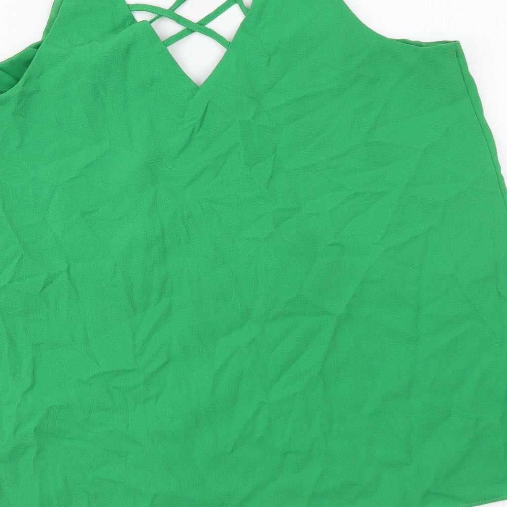 River Island Womens Green Polyester Camisole Tank Size 10 V-Neck