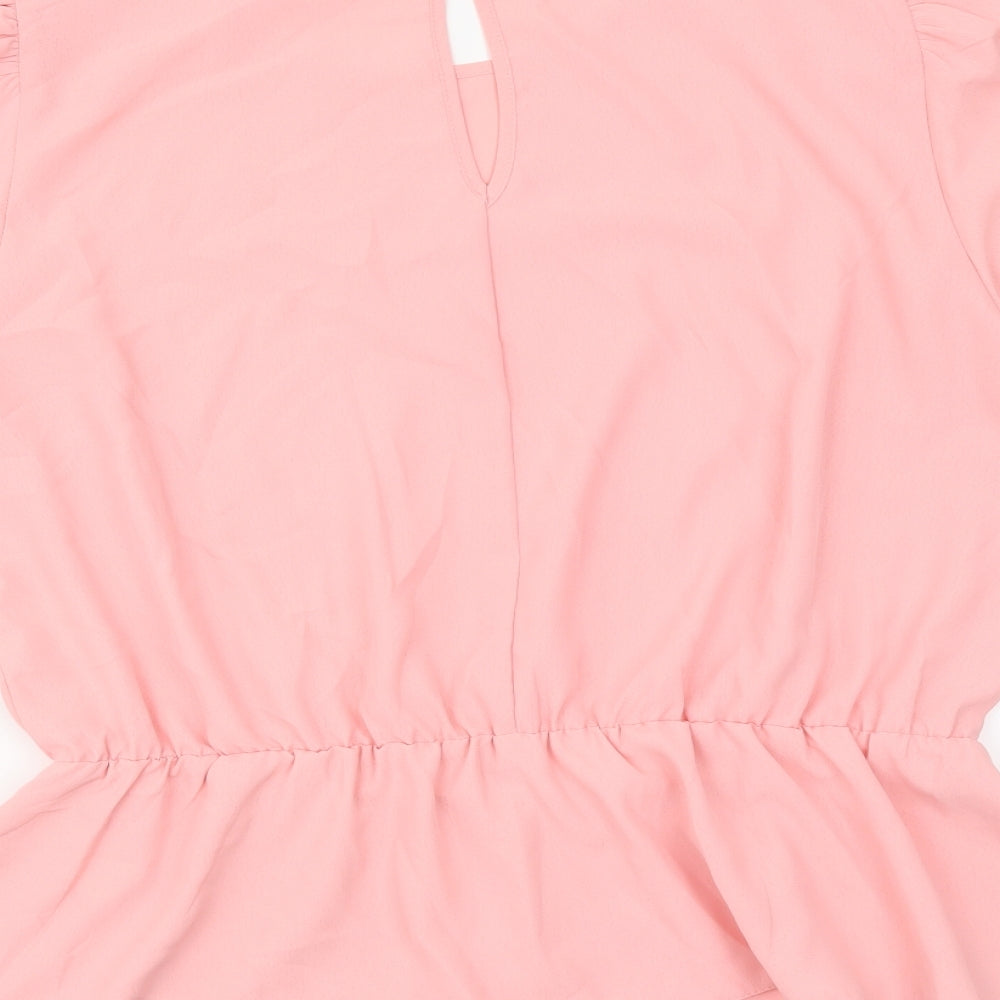 Dorothy Perkins Womens Pink Polyester Basic Blouse Size 14 Roll Neck - Peplum