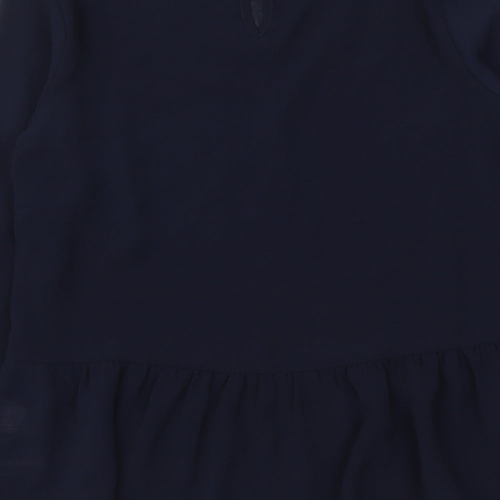 Atmosphere Womens Blue Polyester Basic Blouse Size 4 Round Neck