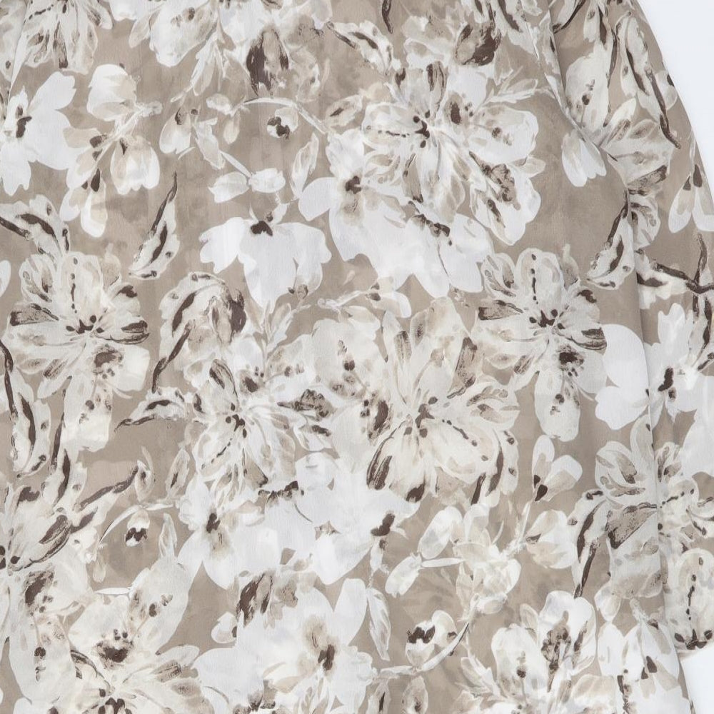 Bonmarché Womens Beige Floral Polyester Basic Blouse Size 12 Collared