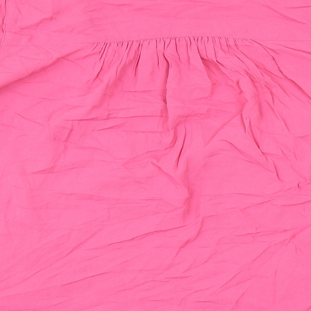 Marks & Spencer Womens Pink Viscose Basic Blouse Size 8 V-Neck
