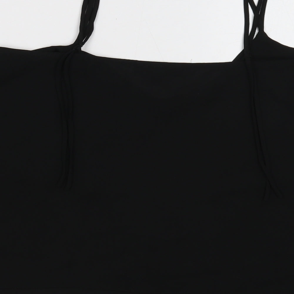 Topshop Womens Black Polyester Basic Tank Size 6 Square Neck