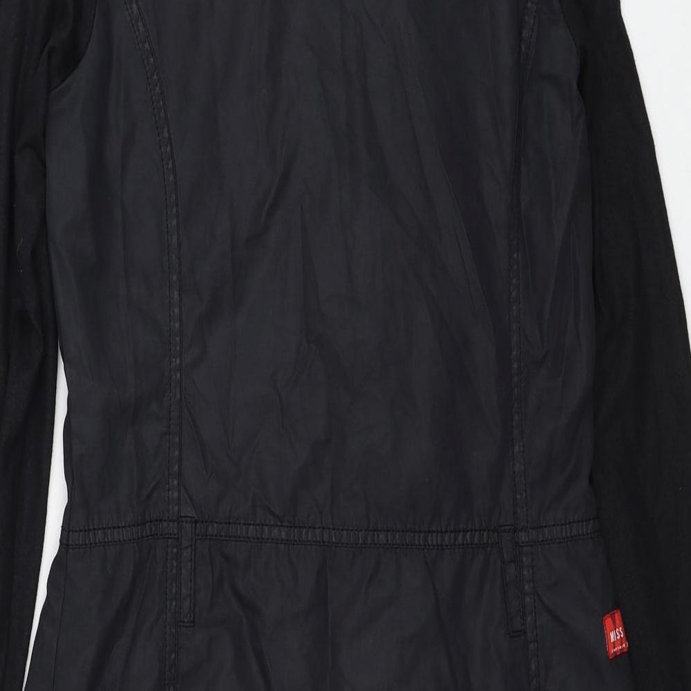 Miss Captain Womens Black Polyester Jacket Dress Size 8 Collared Zip