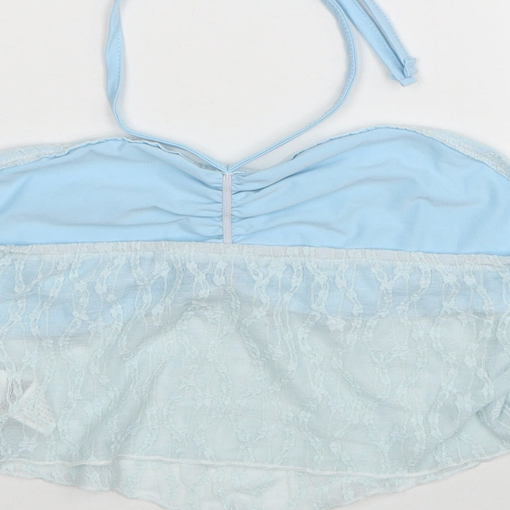 ROMWE Womens Blue Polyester Cropped Blouse Size 10 Sweetheart