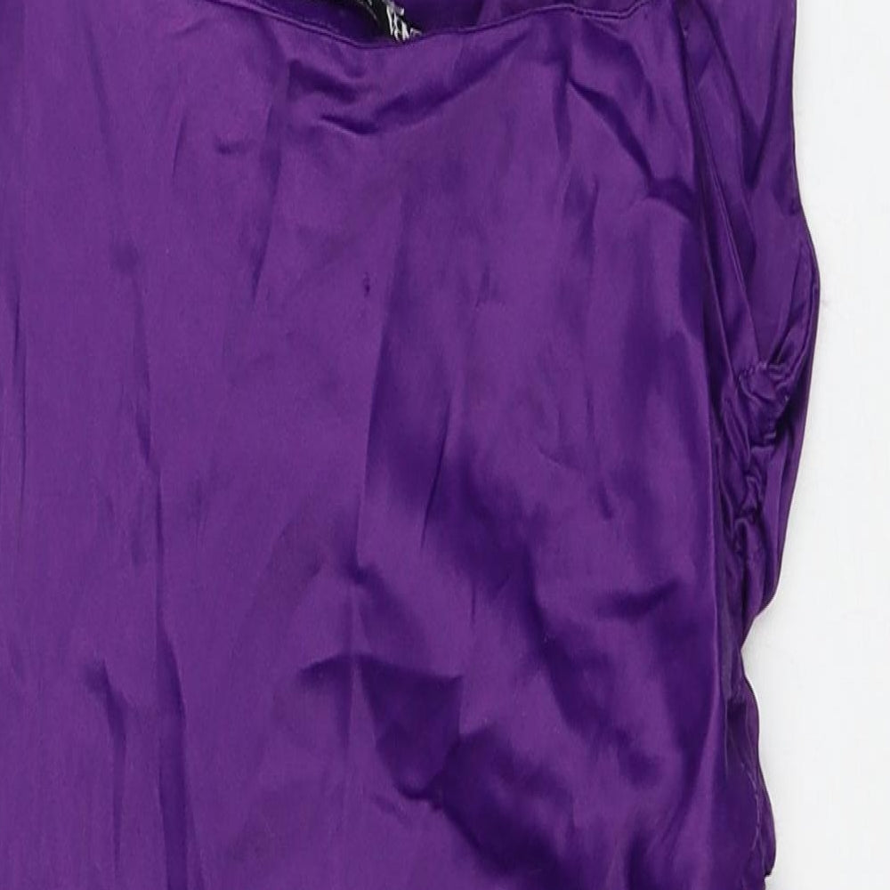 Zara Womens Purple Viscose Bodycon Size M Cowl Neck Pullover - Chain Straps