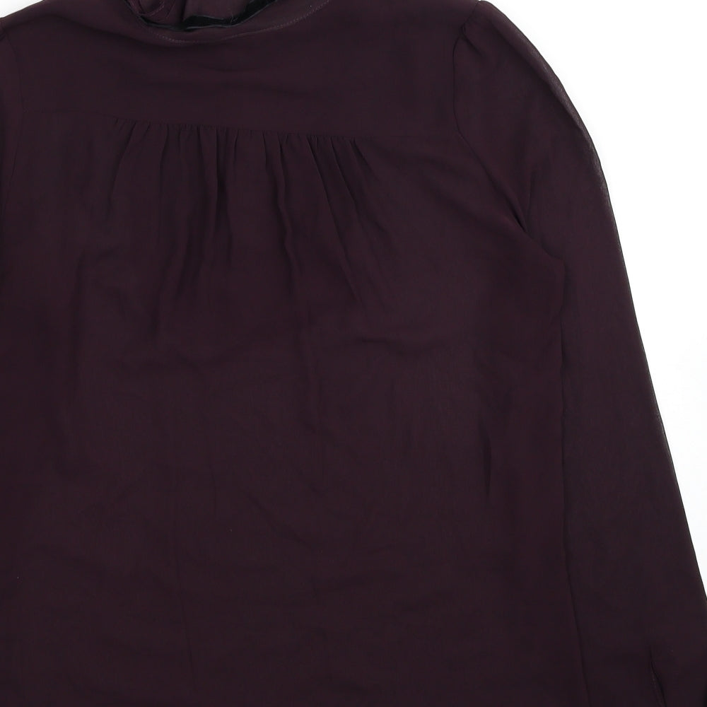 Topshop Womens Red Polyester Basic Blouse Size 8 Collared