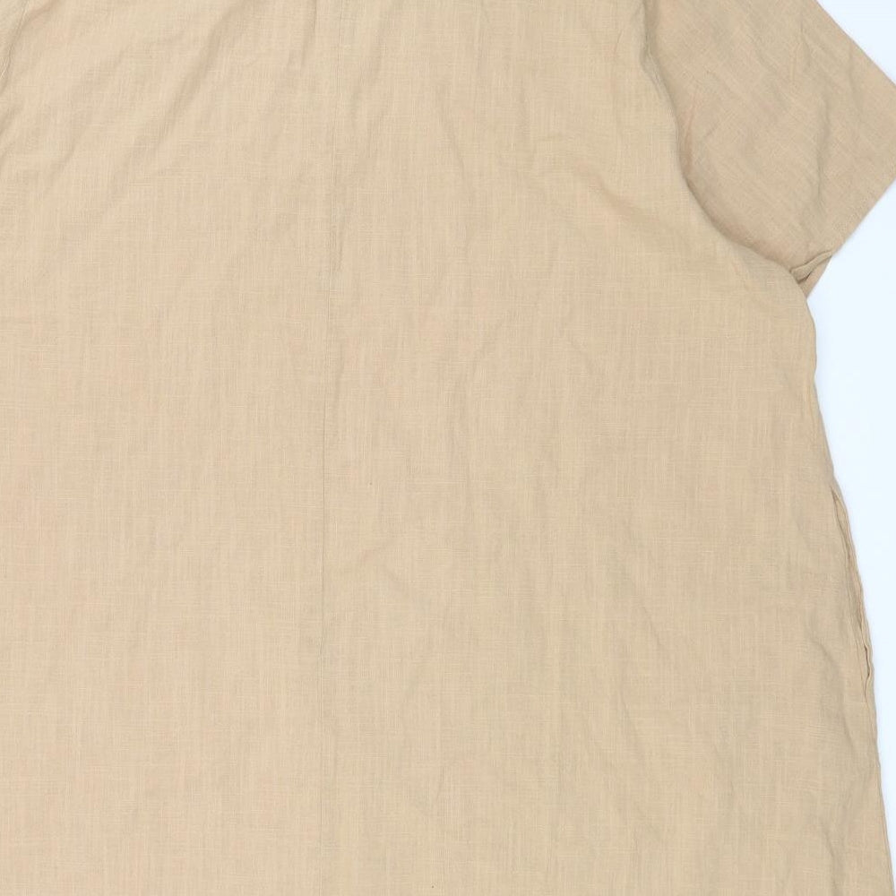 Apricot Womens Beige Cotton Basic Blouse Size M Round Neck