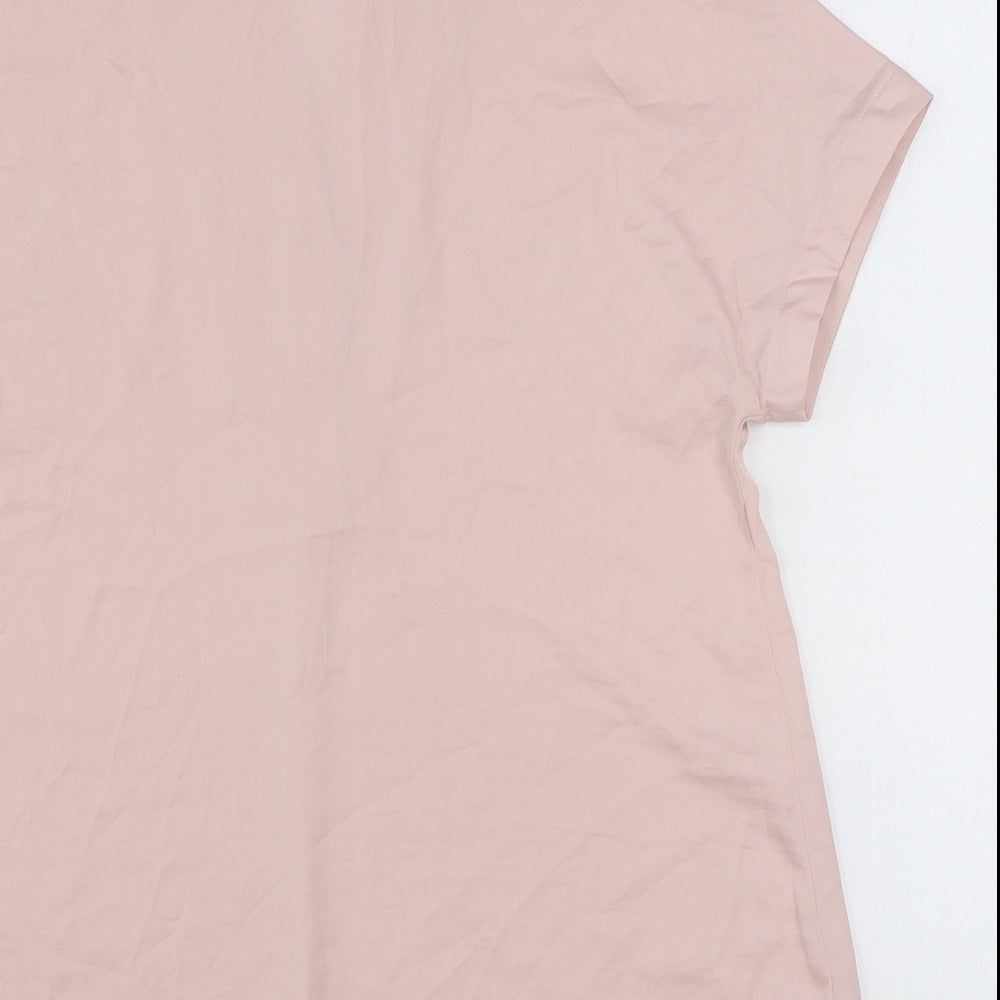 Marks & Spencer Womens Pink Polyester Basic Blouse Size 8 Collared