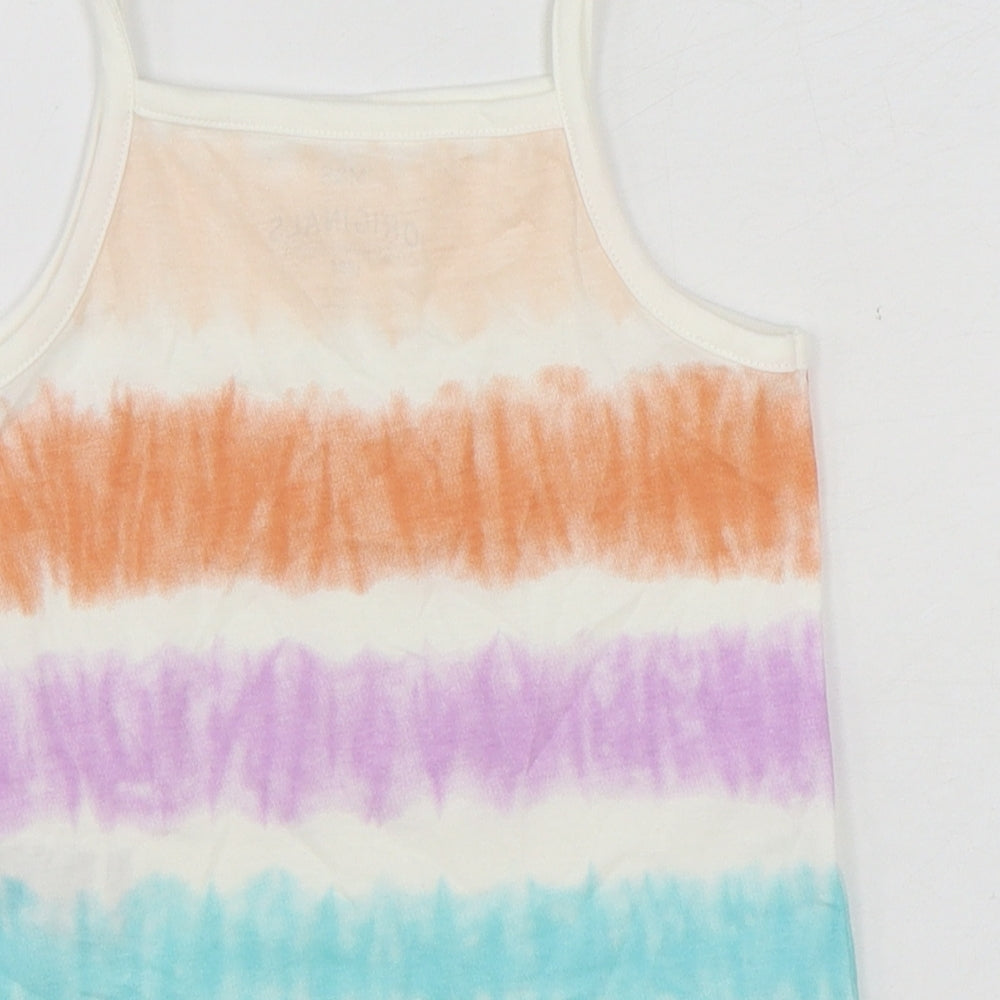 Marks & Spencer Girls Multicoloured Geometric 100% Cotton Basic Tank Size 3-4 Years Square Neck Pullover