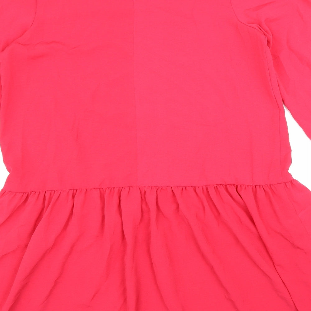Very Womens Pink Polyester A-Line Size 10 Mock Neck Button
