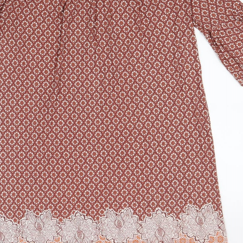 NEXT Womens Red Geometric Viscose Shift Size 10 Off the Shoulder