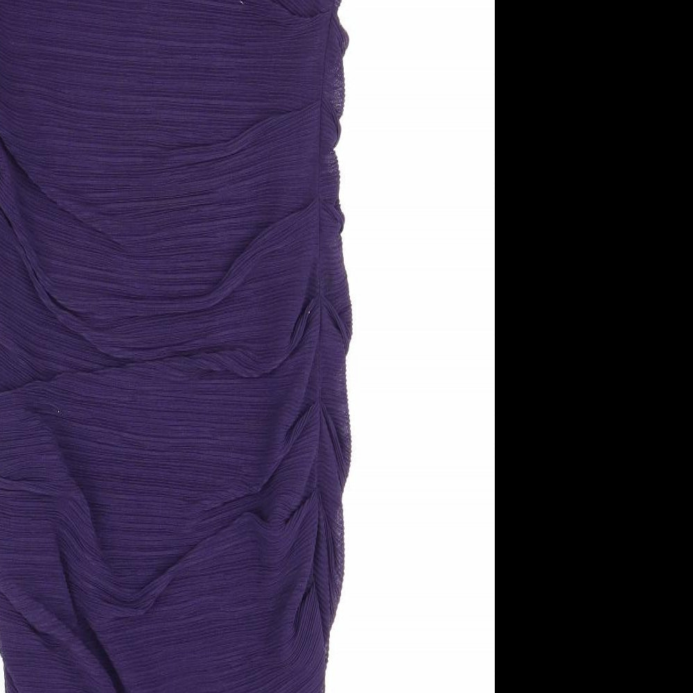 Phase Eight Womens Purple Polyester Bodycon Size S Mock Neck Zip