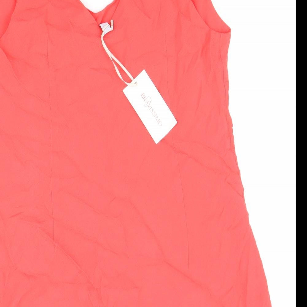 Stradivarius Womens Pink Viscose Basic Tank Size 14 V-Neck