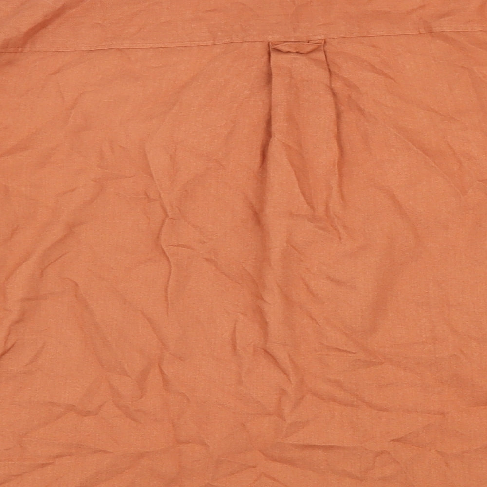 St Michael Womens Orange Cotton Basic Button-Up Size 12 Collared