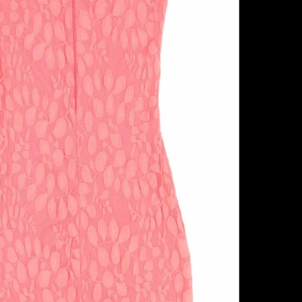 Pilot Womens Pink Geometric Cotton Bodycon Size 10 Boat Neck Zip