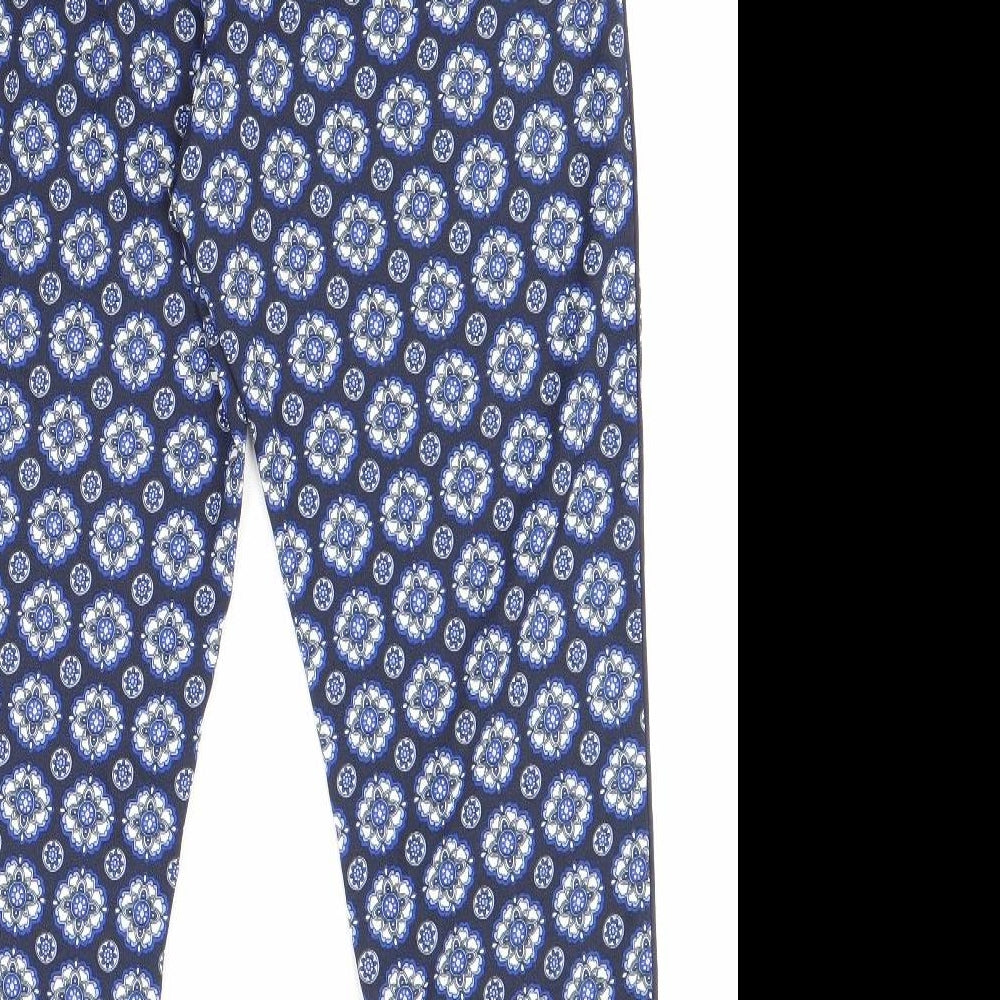 Phase Eight Womens Blue Geometric Polyester Trousers Size 10 Regular