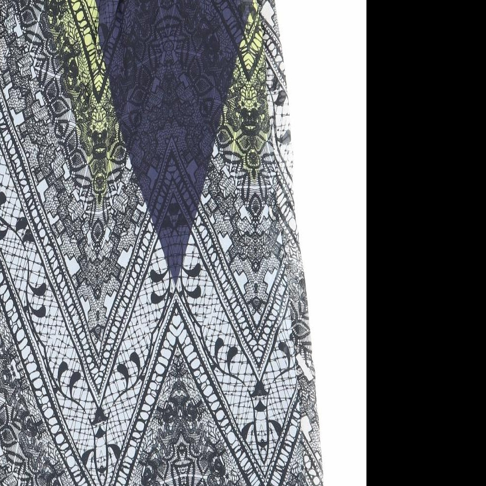 Warehouse Womens Multicoloured Geometric Polyester Shift Size 12 Cowl Neck