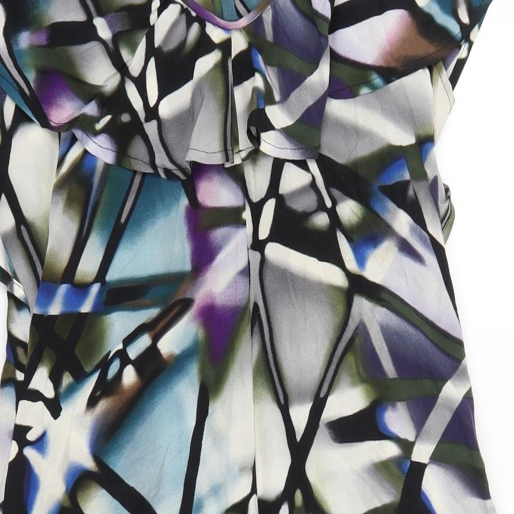 Warehouse Womens Multicoloured Geometric Polyester Shift Size 14 Scoop Neck Pullover