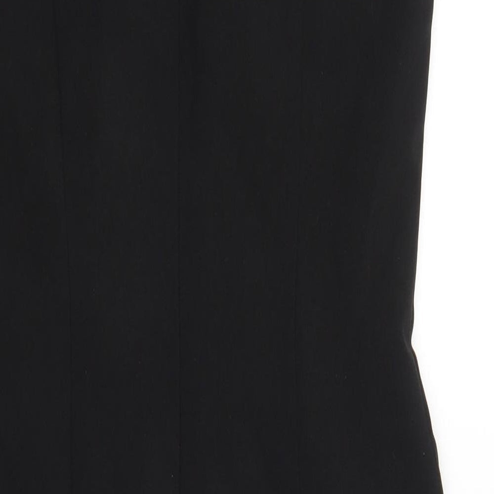 NL Collection Womens Black Polyester Shift Size 10 Boat Neck Zip