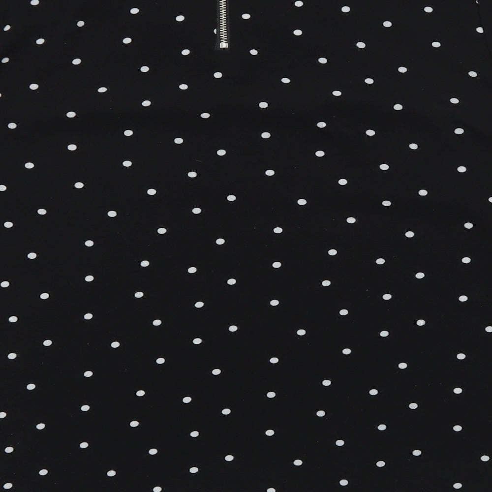 Dorothy Perkins Womens Black Polka Dot Polyester Basic Blouse Size 12 Round Neck