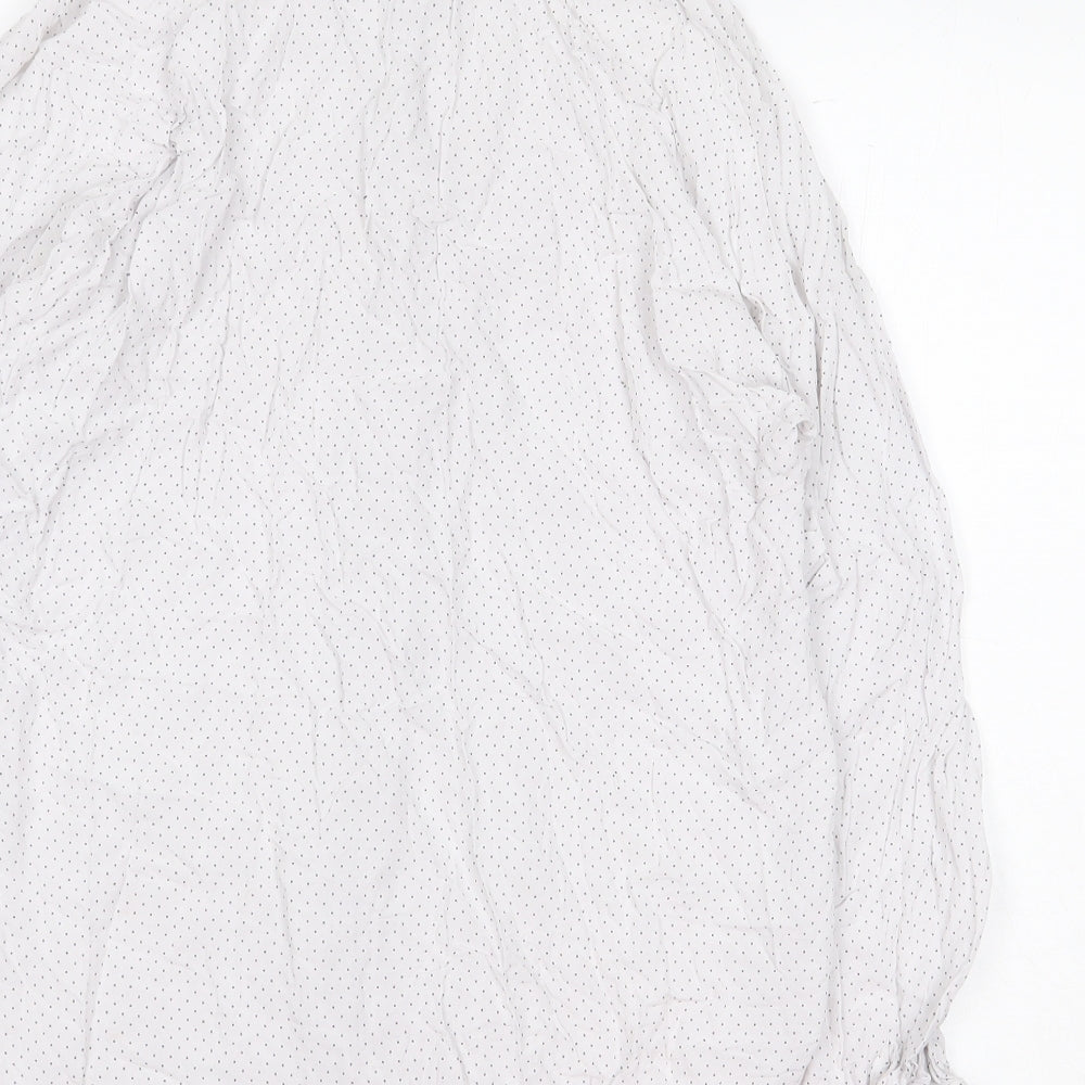 Stradivarius Womens White Polka Dot Polyester Basic Blouse Size S Collared