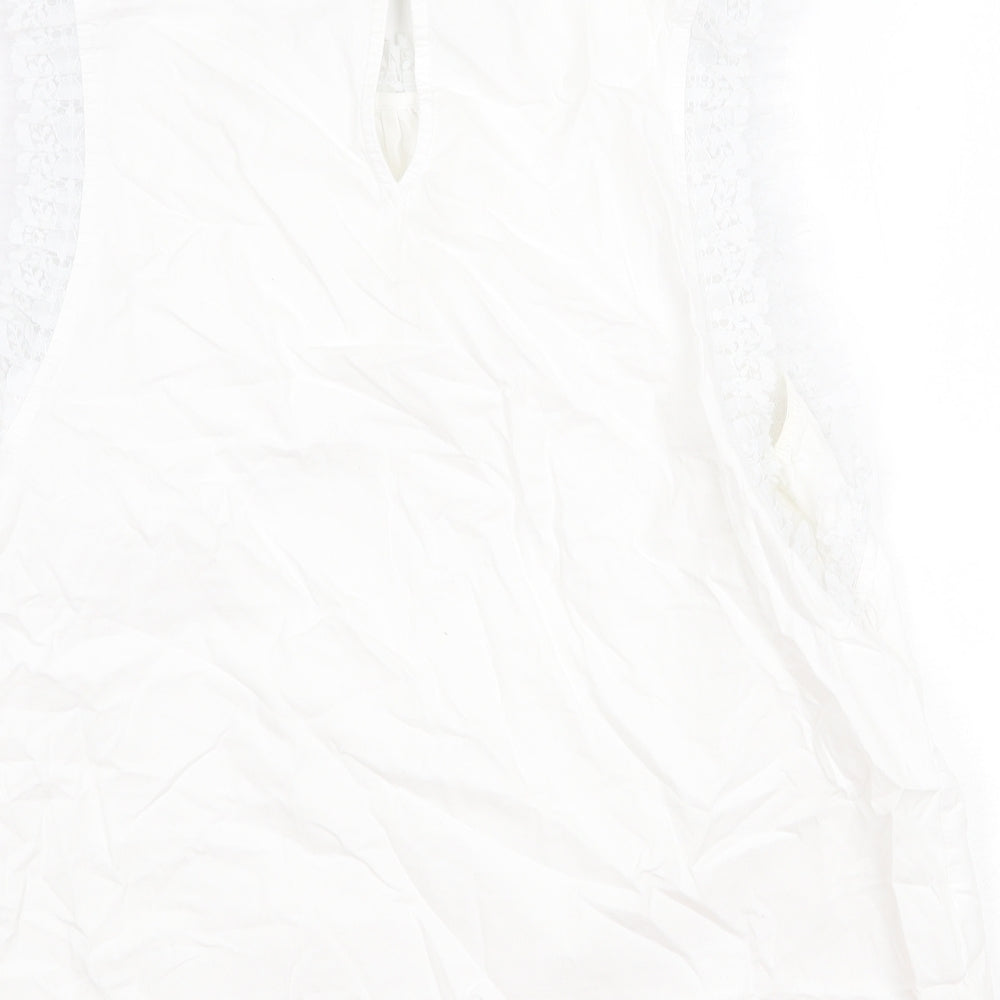 New Look Womens White Polyester Basic Blouse Size 14 Round Neck