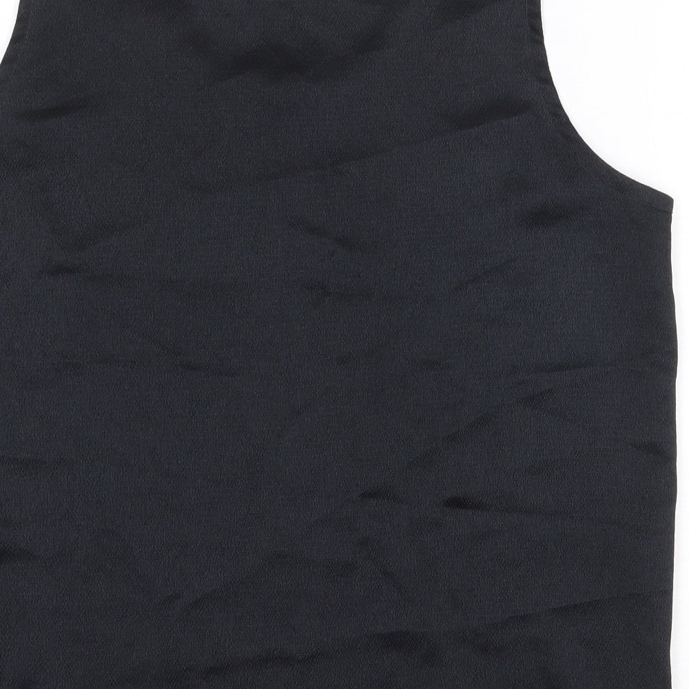 Rafale London Womens Black Polyester Basic Tank Size 10 Scoop Neck