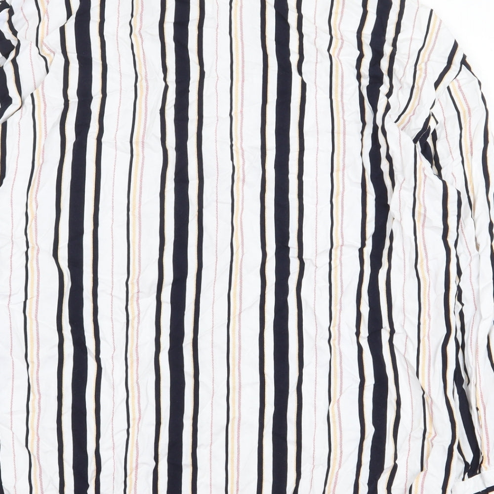 Medicine Womens White Striped Viscose Basic Button-Up Size S V-Neck