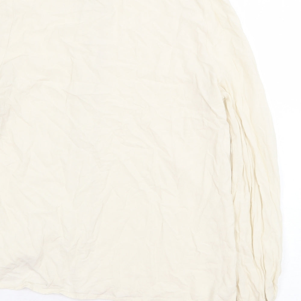 Vera Moda Womens Beige Viscose Basic Button-Up Size XS Round Neck