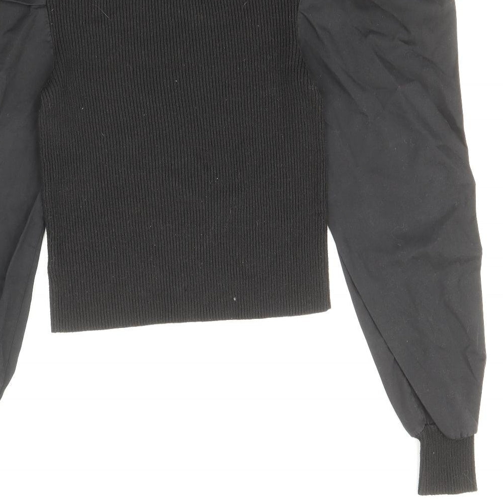Nasty Gal Womens Black Round Neck Polyester Pullover Jumper Size 10 - Balloon Sleeve