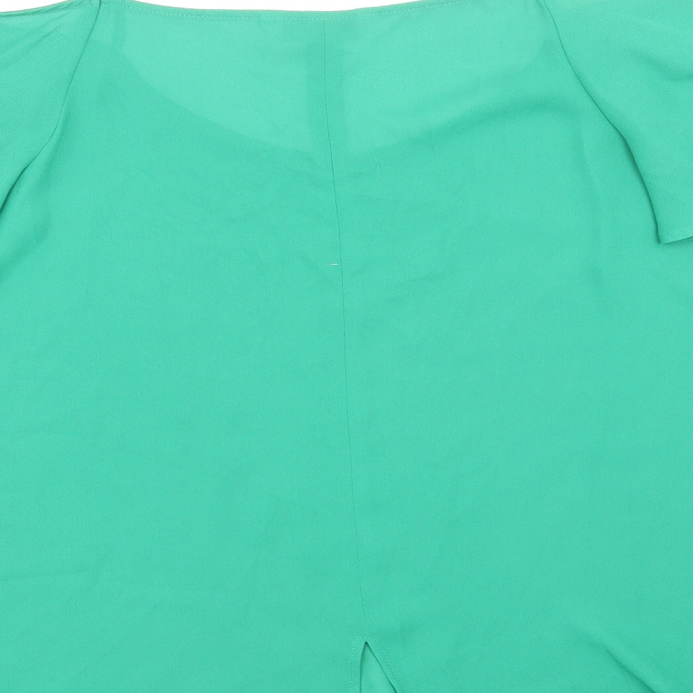 Peacocks Womens Green Polyester Basic Blouse Size 12 Scoop Neck