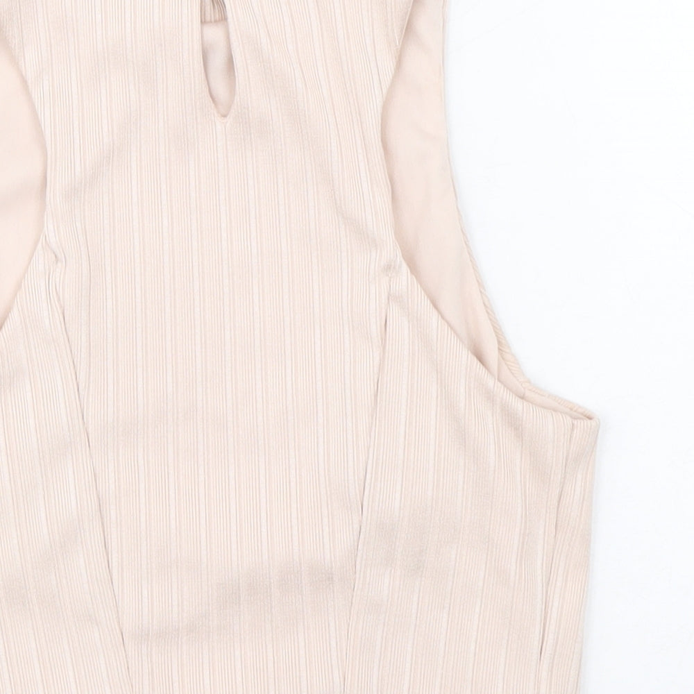 New Look Womens Pink Polyester Basic Tank Size 10 Round Neck