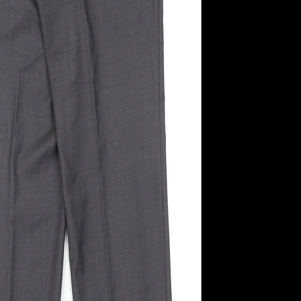 Marks & Spencer Mens Grey Polyester Dress Pants Trousers Size 30 in L31 in Regular Zip