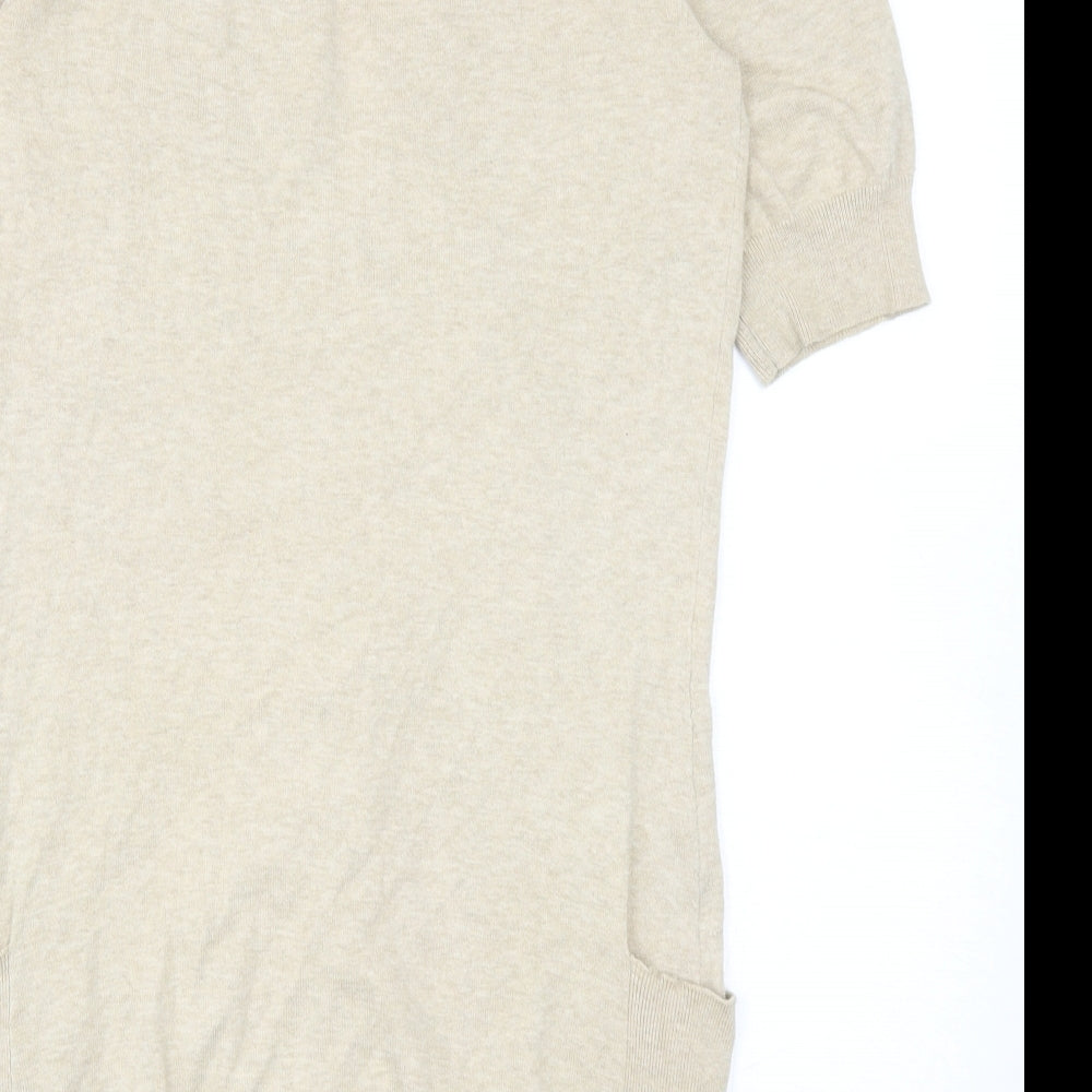 Principles Womens Beige V-Neck Cotton Cardigan Jumper Size 10