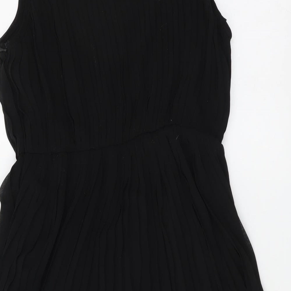 Miso Womens Black Polyester Tank Dress Size 10 Boat Neck Zip
