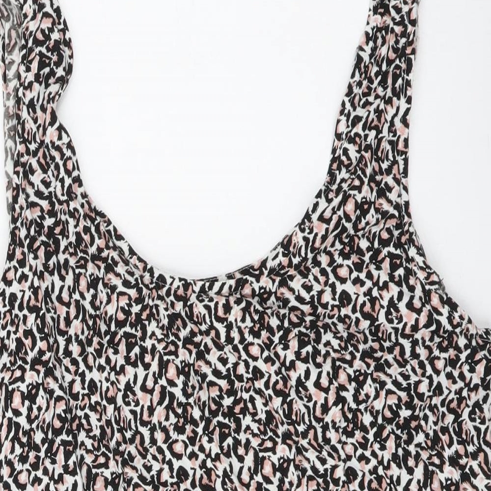 Oasis Womens Multicoloured Animal Print Viscose Basic Tank Size 12 Scoop Neck