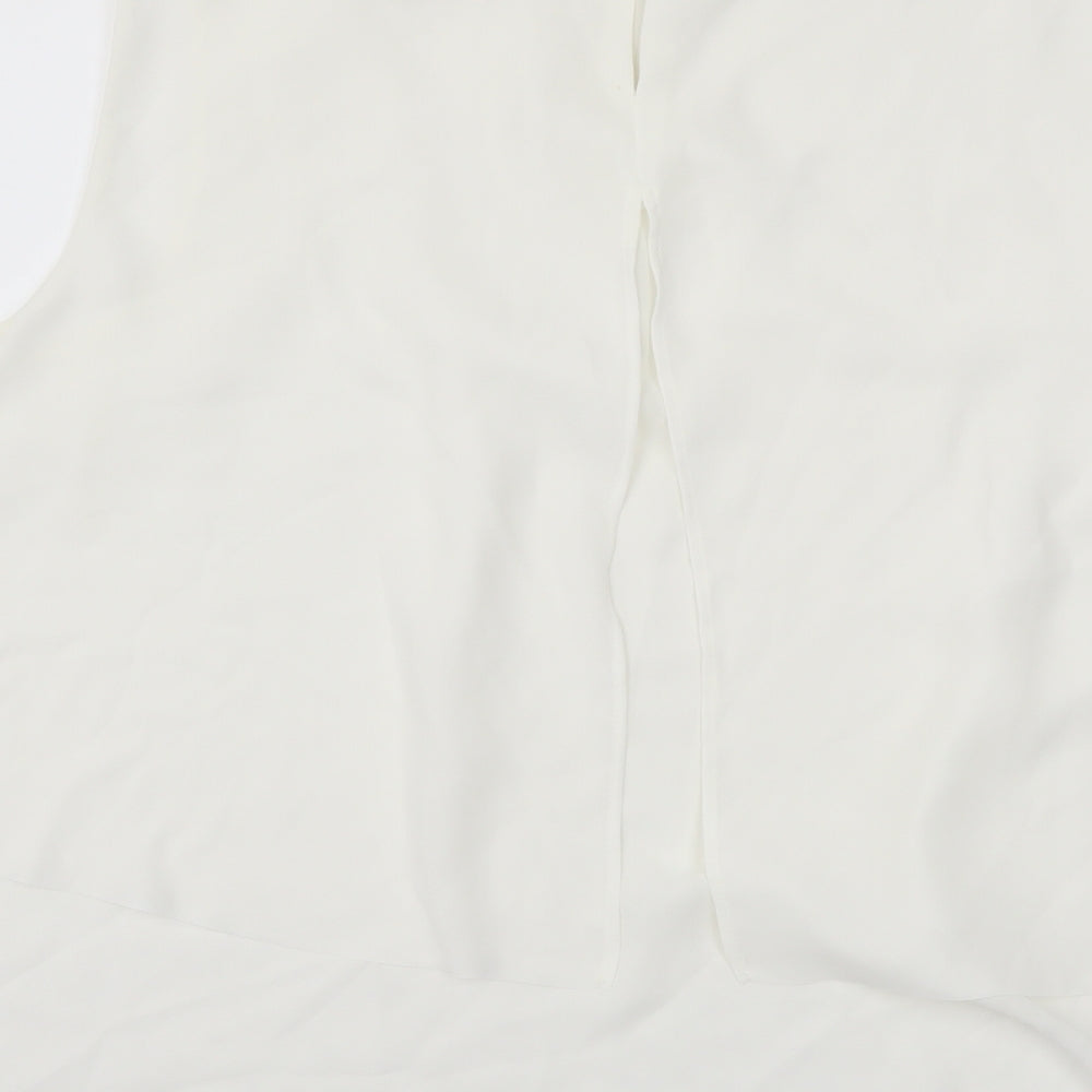 Mango Womens Ivory Polyester Basic Tank Size L Round Neck