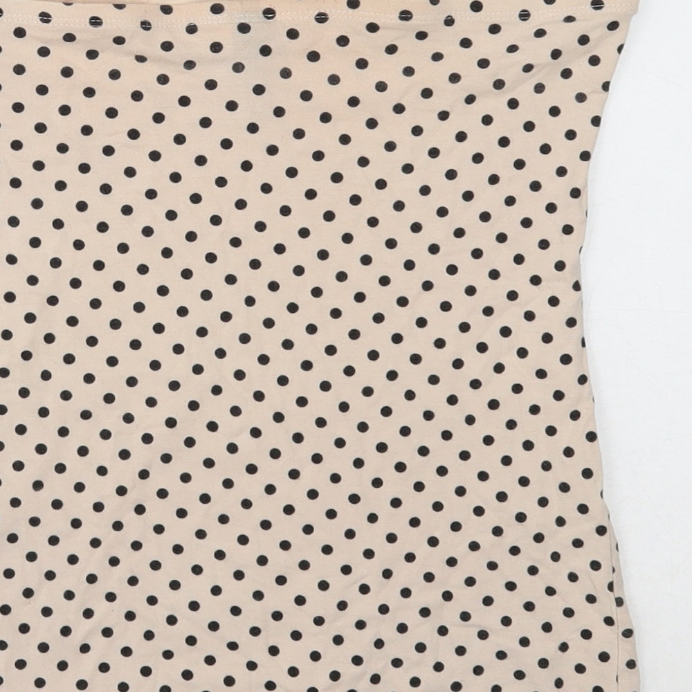 Divided Womens Beige Polka Dot Polyester Basic Tank Size 10 Off the Shoulder
