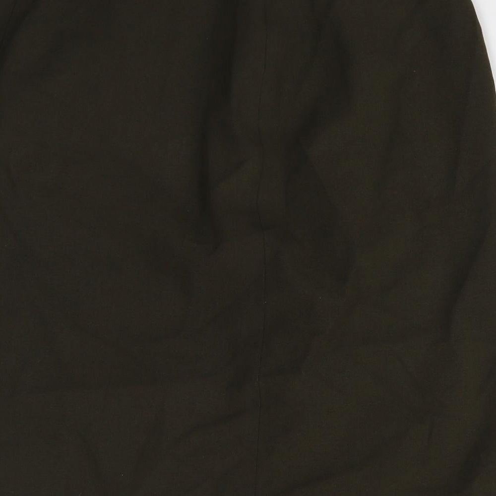 Marks & Spencer Womens Green Polyester A-Line Skirt Size 12 Zip